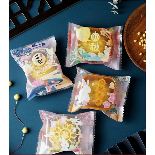 Túi trung thu hàn miệng thỏ cung trăng nền hồng size 50 80 va 125g