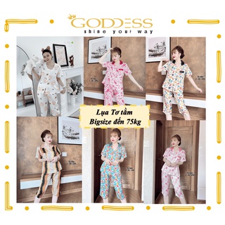 Bộ đồ Pijama Lụa cao cấp 💖 Đồ bộ lửng thiết kế hoạ tiết xinh xắn Bigsize 40-75kg cao cấp mềm mịn mát lịm không nhăn