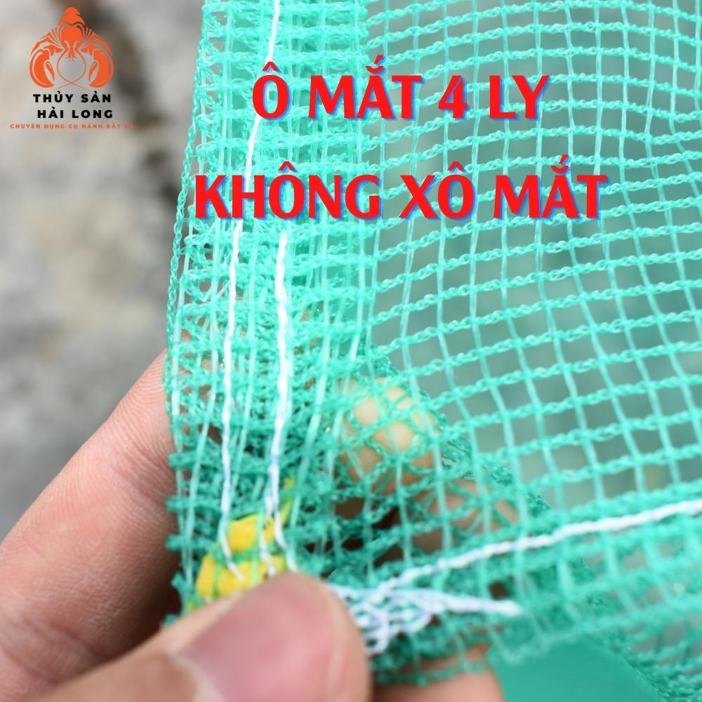 Tráng - vèo lưới nuôi cá, ếch, lươn... có nắp đậy chống nhảy sợi cước xanh ô mắt 3.5ly không xô dạt mắt lưới