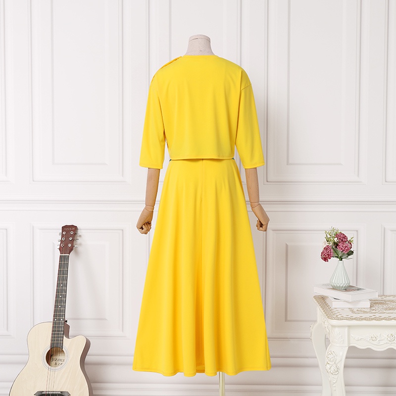 Set quần áo  ZANZEA gồm áo cổ tròn tay 3/4 + chân váy dài xẻ tà lưng cao thời trang châu Âu cho nữ