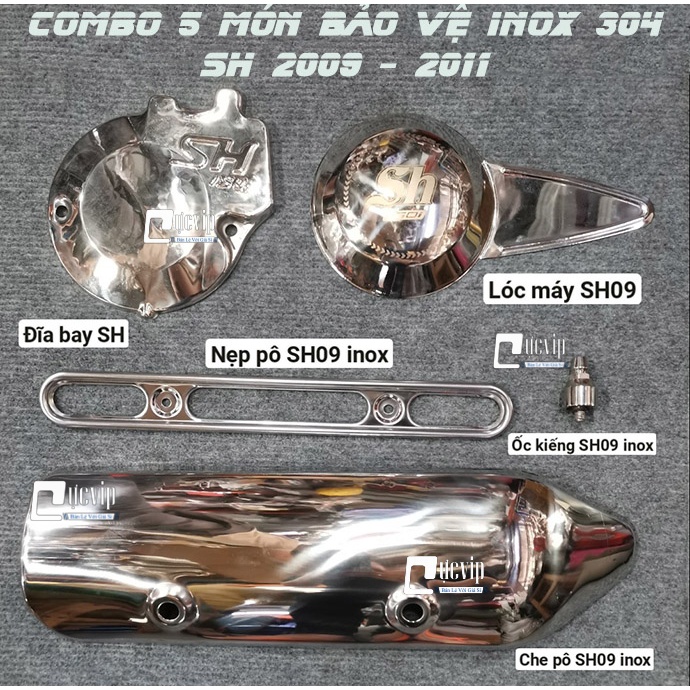 Combo 5 Món Bảo Vệ Inox 304 SH 2009 - 2011 (Hàng Cao Cấp) MS4695