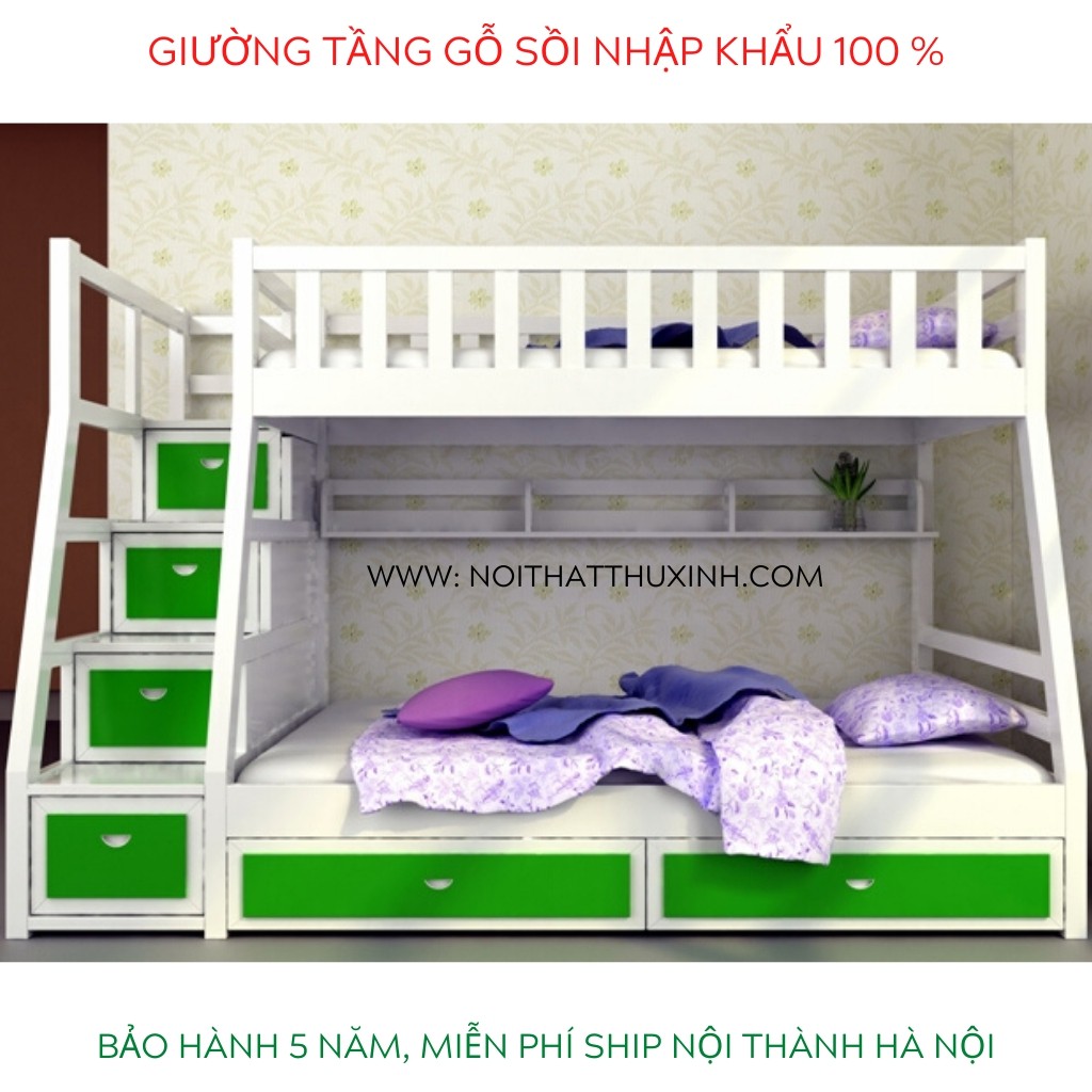 Giường Tầng Giá Rẻ An Toàn & Tiện Dụng Cho Bé Freeship Hà Nội