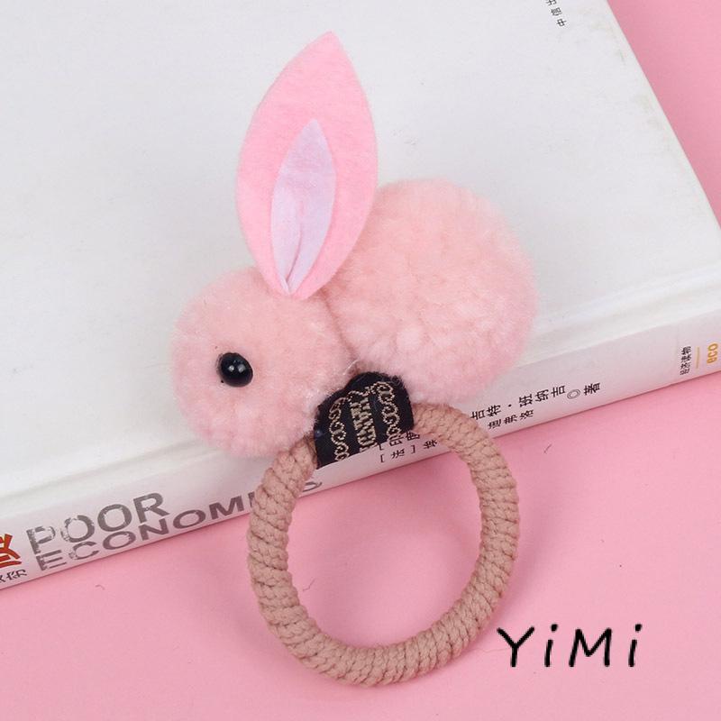 Dây Cột Tóc Cao Su Co Giãn Đính Thỏ Bông Dễ Thương Phong Cách Hàn Quốc Cho Nữ