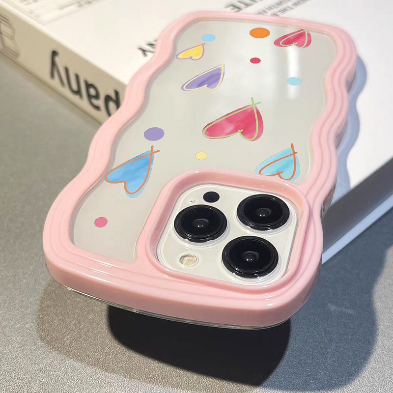 Ốp lưng iphone Ốp Điện Thoại Silicon Mềm Họa Tiết Trái Tim Màu Hồng / Trắng Cho iphone 7 8 plus 11 12 13 pro xr xs max