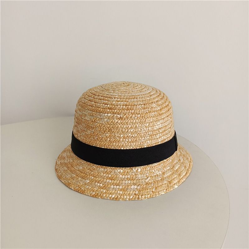 Mũ cói tròn vành ngắn phong cách vintage cho bé, mũ cối tròn vành ngắn phong cách Hàn Quốc cho bé