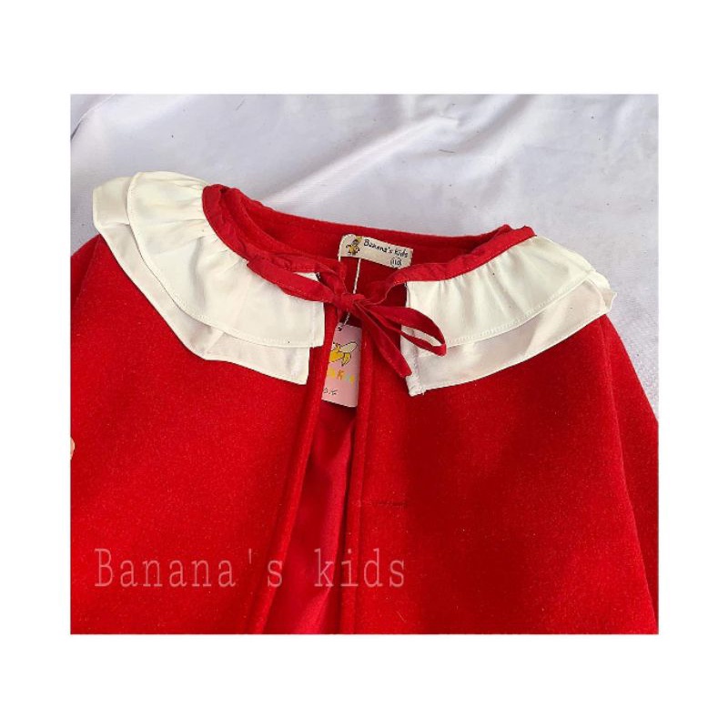 Áo khoác dạ đỏ Banana kids cho bé gái 8-22kg