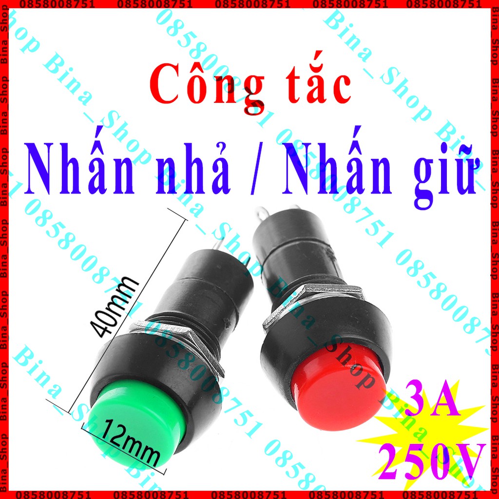 Công tắc nhấn nhả / nhấn giữ 40x12mm nhiều màu