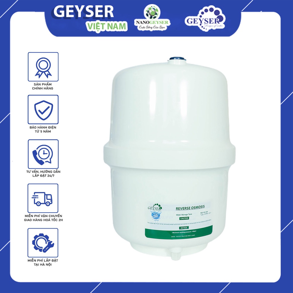Bình áp máy lọc nước kèm van, dùng cho tất cả dòng máy RO, Karofi, Kangaroo, Aqua, Sunhouse...