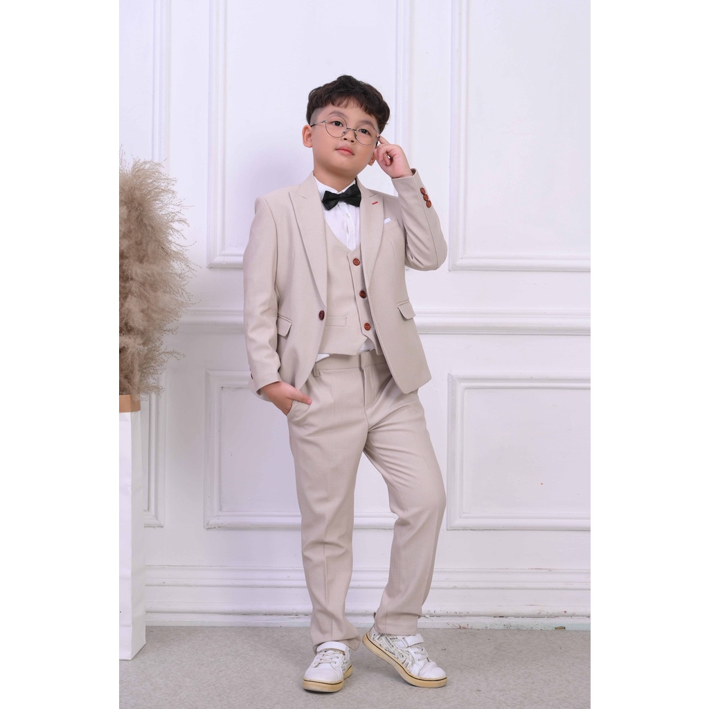 Bộ vest bé trai cao cấp SANRO KIDS màu kem