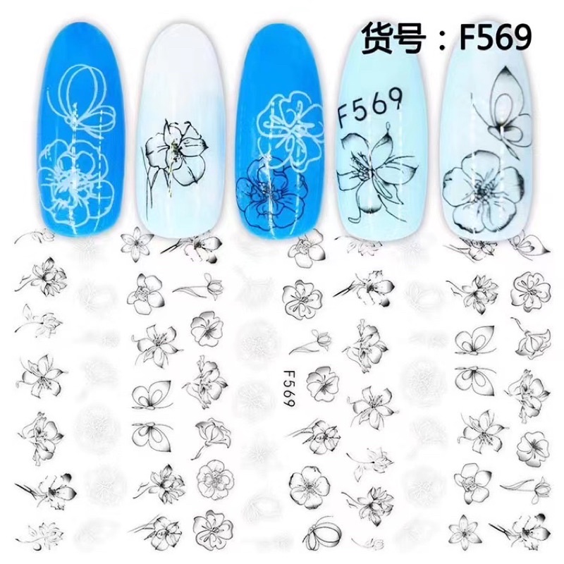 Hình dán móng tay Hoa bướm F569