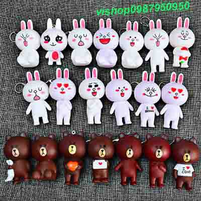 Móc khóa hình thỏ Cony và gấu Brown-Móc khóa gấu nâu và thỏ trắng-