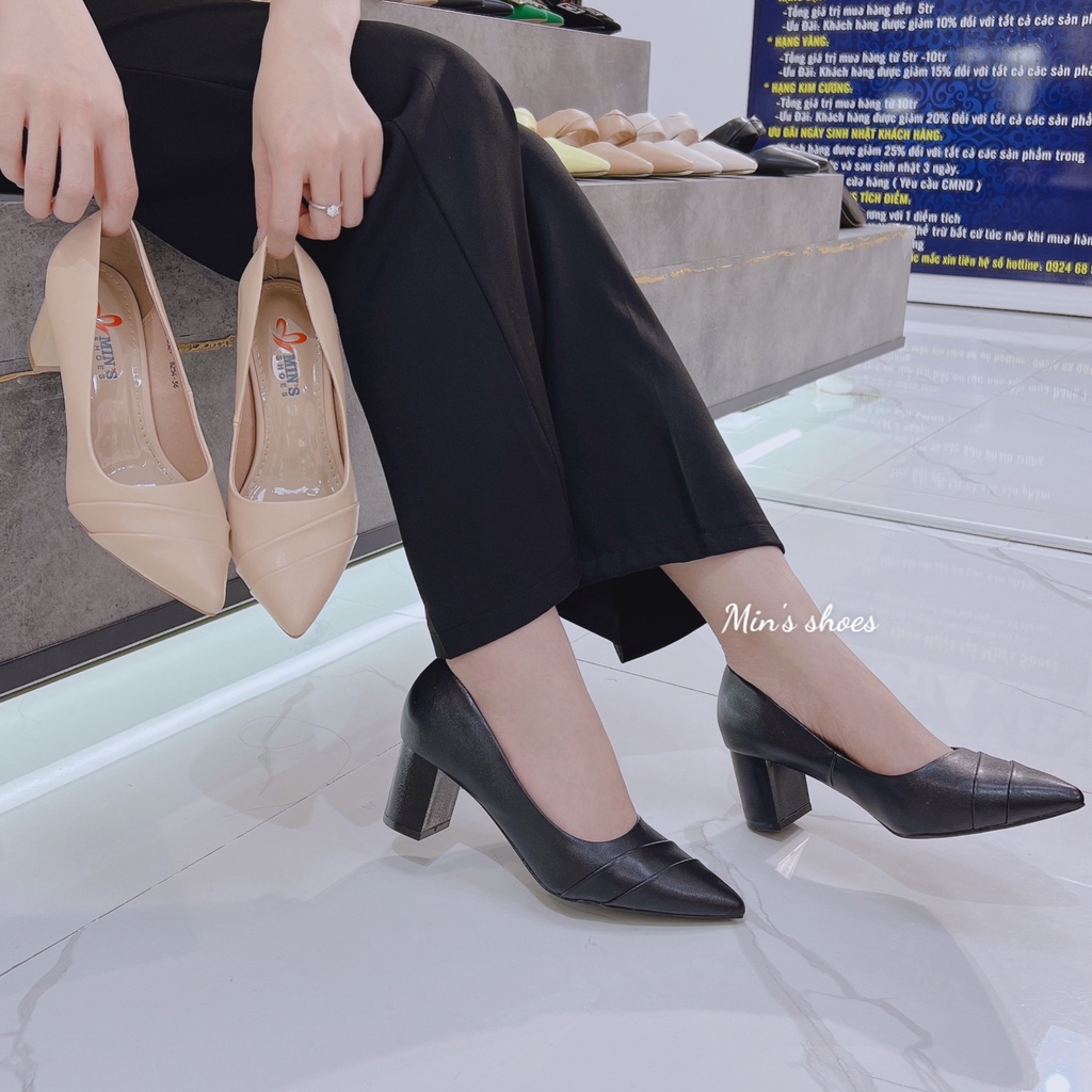 Min's Shoes - Giày Gót Vuông Da Mềm Cao Cấp V243