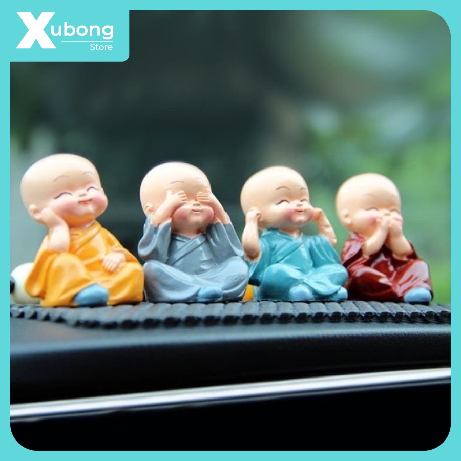 Bộ 4 Tượng Ông Sư - Chú Tiểu Hòa Thượng Tứ Không - Phật Phong Thủy Mini 4 Tư Thế