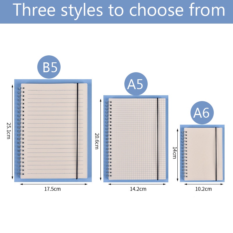Spiral Notebook A6/A5/B5 Waterproof Simple Planner Diary Stationery for Student Writing Notebook School & Office Supplies
