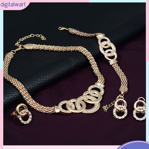 Bộ trang sức hợp kim đính đá phong cách thanh lịch cho nữ