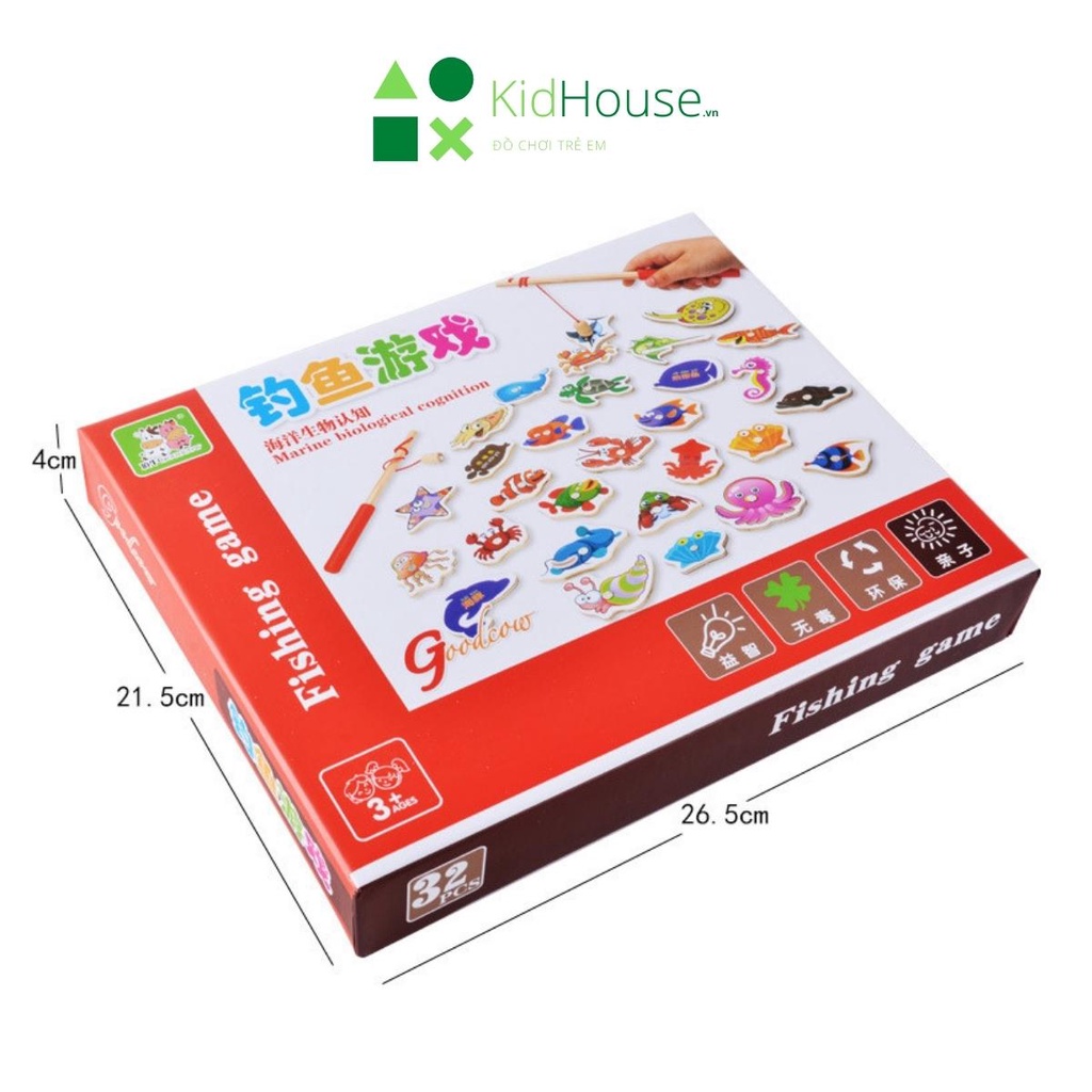 Bộ đồ chơi câu cá nam châm bằng gỗ cho bé thông minh, phát triển tư duy KidHouse.vn