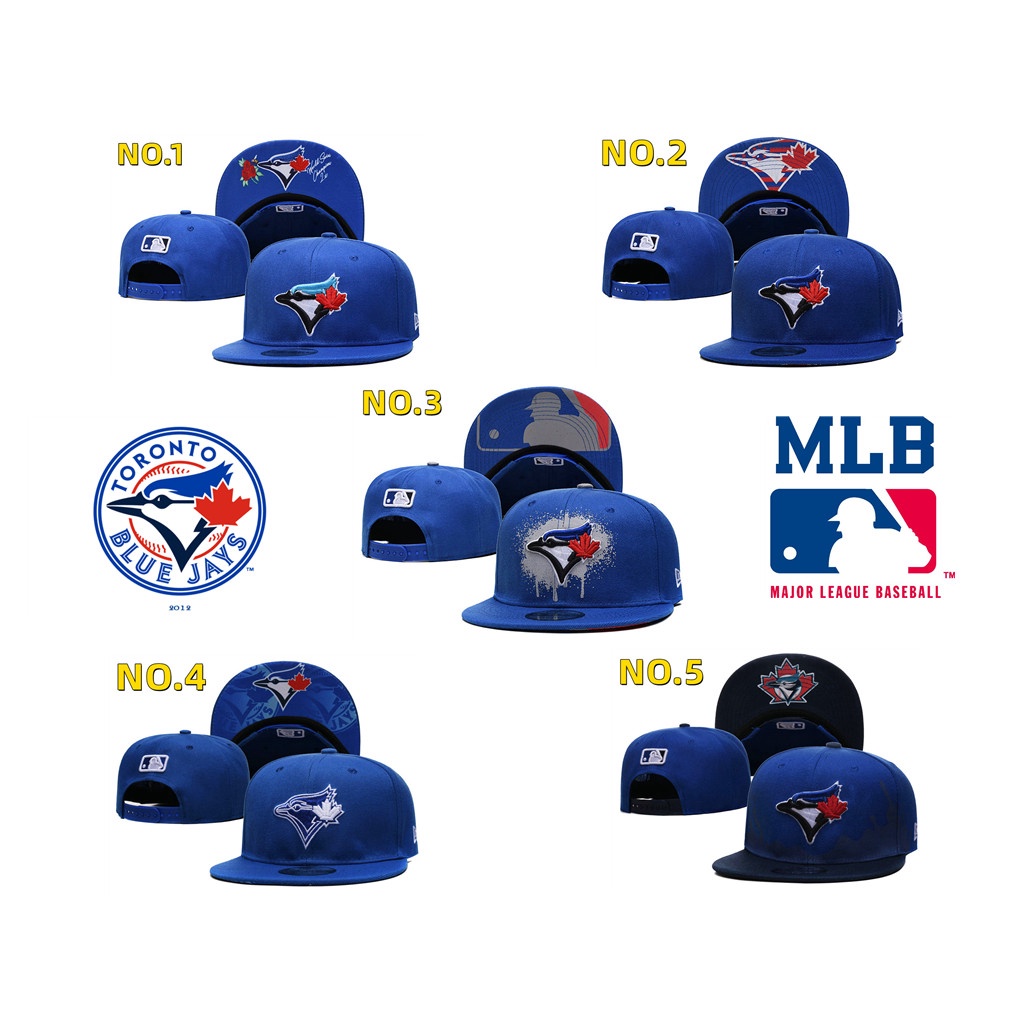 [Sẵn sàng] Mũ vành phẳng của Liên đoàn bóng chày MLB Toronto Blue Jays Mũ bóng chày thể thao có thể điều chỉnh màu xanh lam Mũ chống nắng ngoài trời