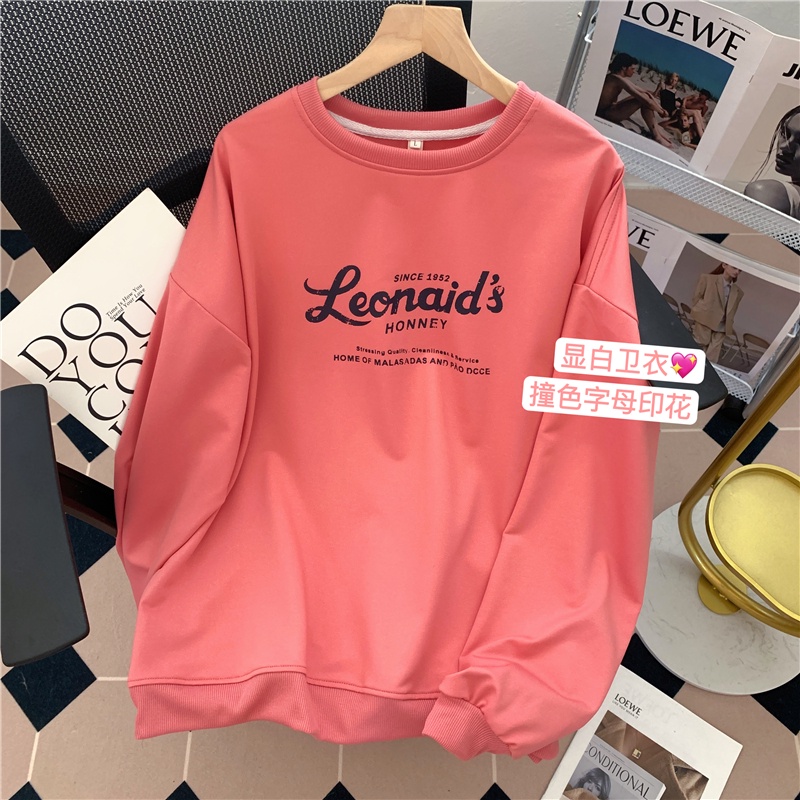 SUXI Áo Sweater Tay Dài Cổ Tròn Dáng Rộng In Chữ Thời Trang Mùa Thu Phong Cách Hàn Quốc Cho Nữ