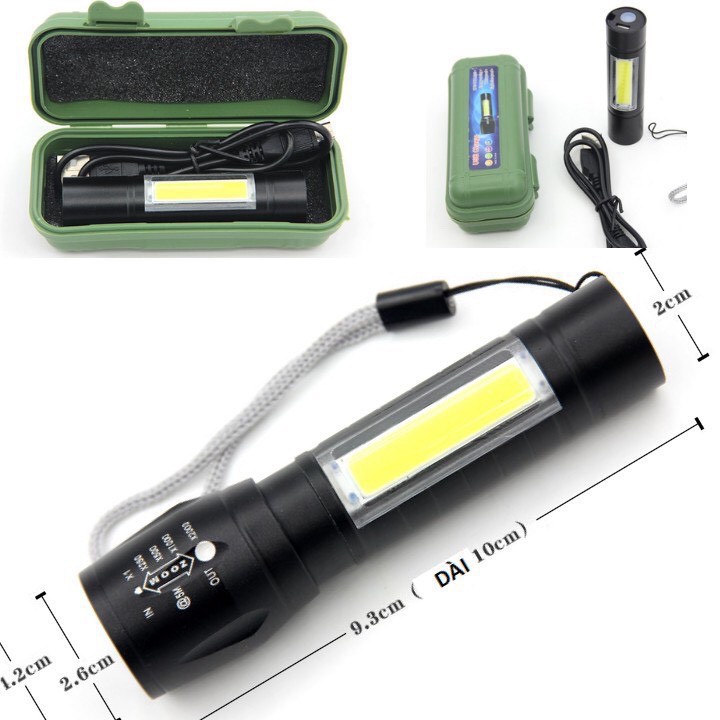 Đèn Pin siêu sáng loại nhỏ bỏ túi hoặc cài áo có zoom chiếu xa rất sáng và pin lâu