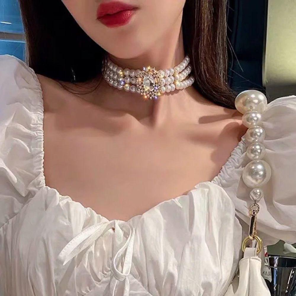 Vòng cổ Mặt Hoa Thanh Lịch Cho Nữ|Phụ Kiện Trang Sức Bằng Hợp Kim Phong Cách Hepburnesque