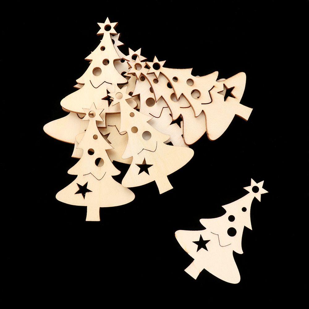 Set 10 Miếng Gỗ Hình Lát Màu Sắc Tự Nhiên Treo Trang Trí Cây Thông Noel DIY