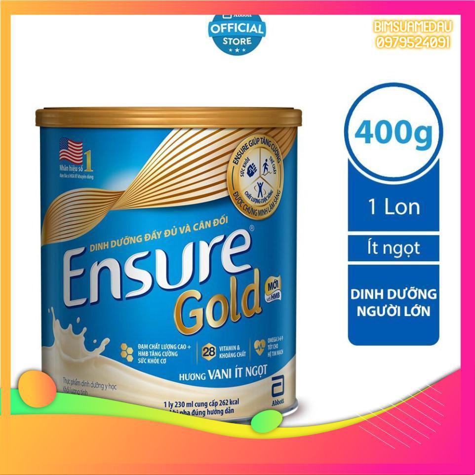 [Bimsuamedau]-Sữa bột Ensure Gold Abbott ít ngọt (HMB) 400g