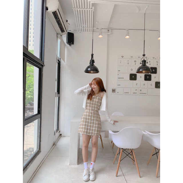 [AMANDA]🌻ĐẦM CARO 2 DÂY CÓ DÂY BUỘC EO, váy 2 dây kẻ caro mặc mùa hè🌻 hình shop chụp thật | BigBuy360 - bigbuy360.vn