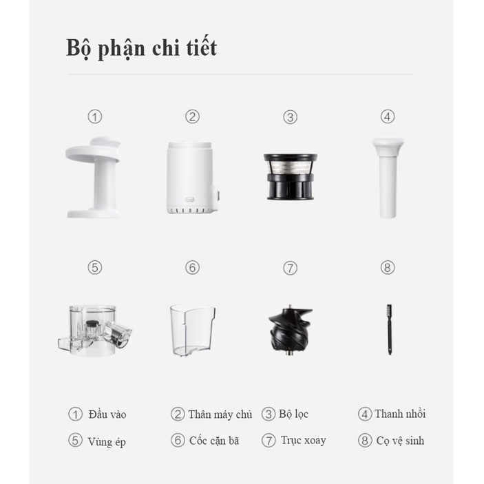 Máy Ép Chậm Trái Cây Mini BUD BJ08 Cơ Chế Hai Kênh - Avita