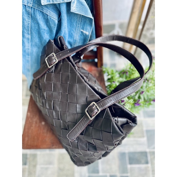 SALE- túi si da thật đan sz to