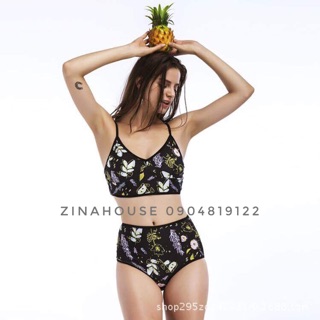 Bikini Hai mảnh đen họa tiết