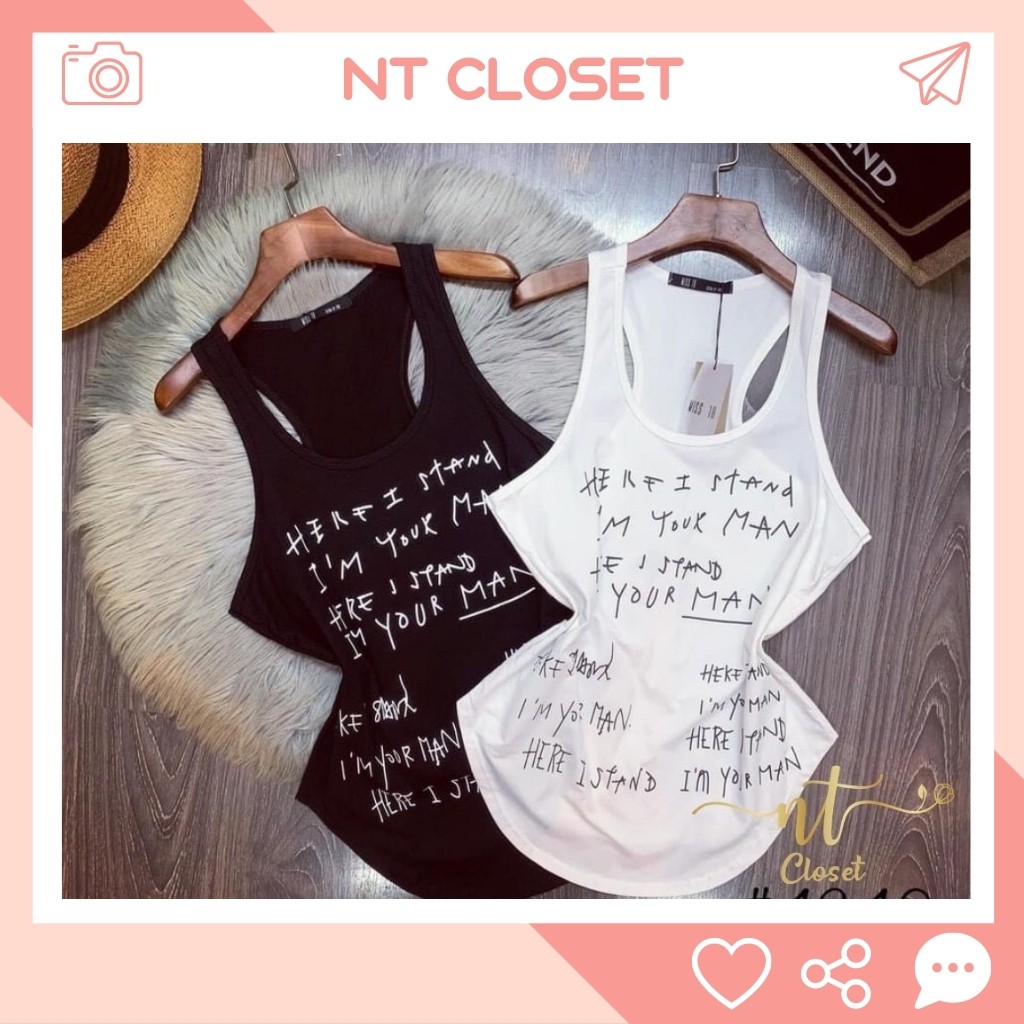 Áo thun ba lỗ nữ form rộng in CHỮ I'M YOUR MAN , thun coton mềm mịn NT CLOSET - AT025