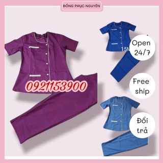 Đồng phục SPA màu tím, màu xanh