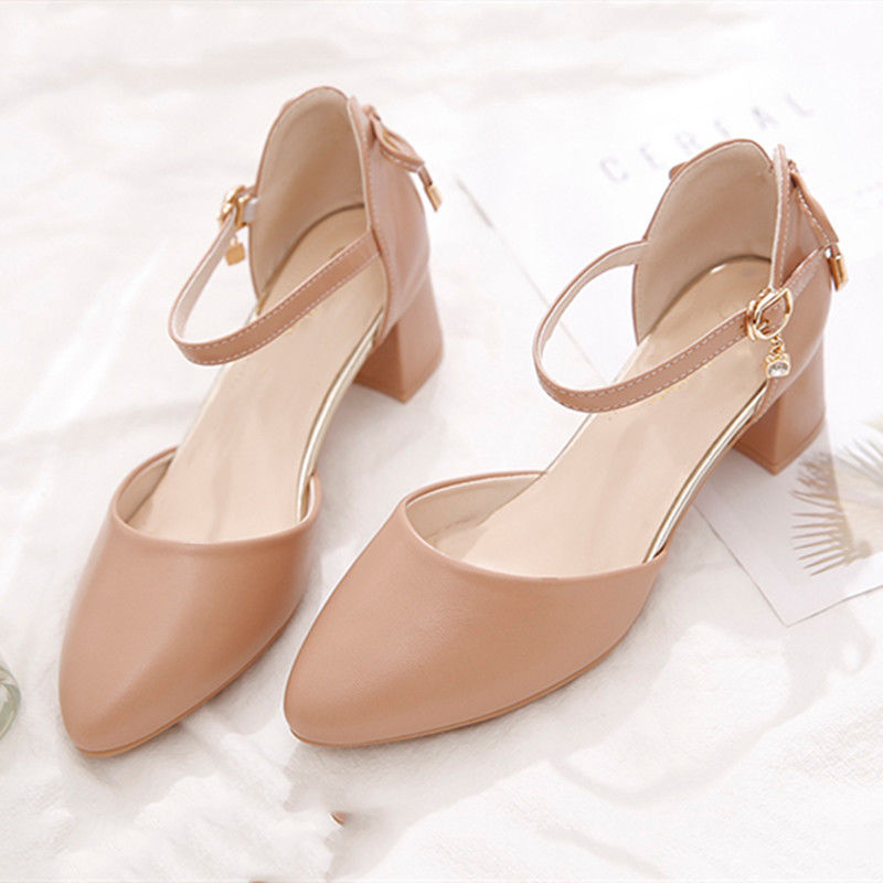 Giày cao gót đế thô phong cách thời trang xinh xắn cho bạn nữ