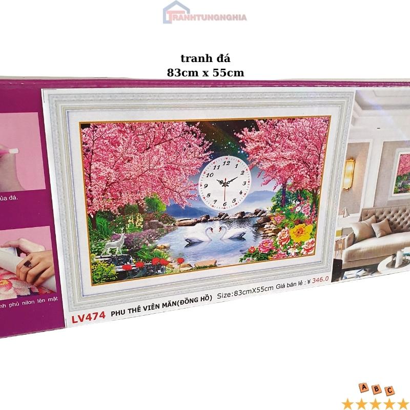 Tranh đính đá, tranh thêu chữ thập đồng hồ phu thê viên mãn