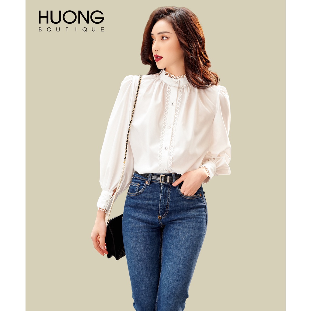 Áo sơ mi cotton nữ HUONG BOUTIQUE HBSM732 trẻ trung, hiện đại