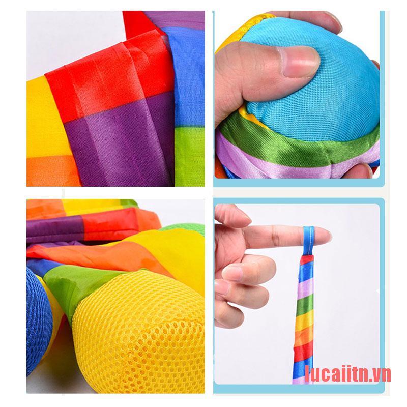 {caiitn}Ribbon Rainbow Ball Sandbags Bean Bag Children Hand Throwing Outdoor Games Kids