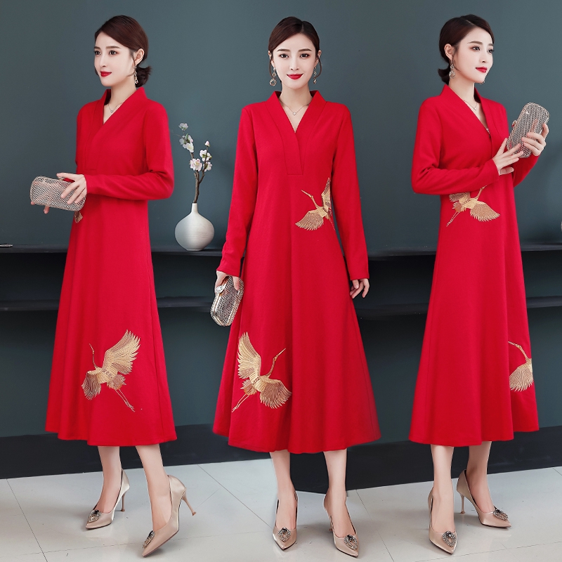 Plus Size New Embroidered Loose Vintage Women Dress