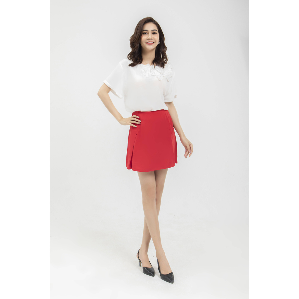 [Mã WABRLOW5 giảm 15% đơn 300K] Chân váy đỏ ly trước Elise