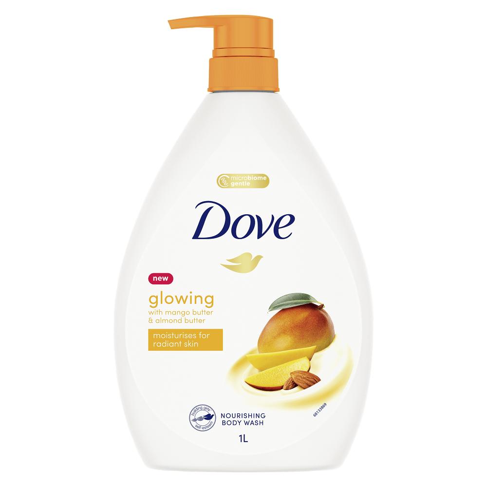 Sữa tắm dưỡng ẩm & mượt da hương xoài & hạnh nhân Dove Body Wash Glowing Mango Butter and Almond Butter 1L Pump (Mỹ)