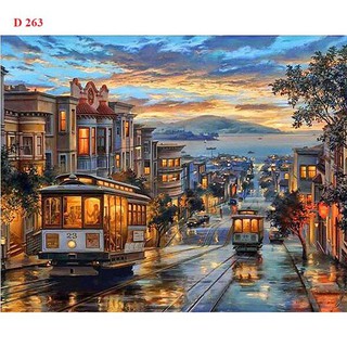 D263 Tranh tô màu theo số sơn dầu số hóa ARTSHOP đã căng khung sẵn và dầu phủ bóng