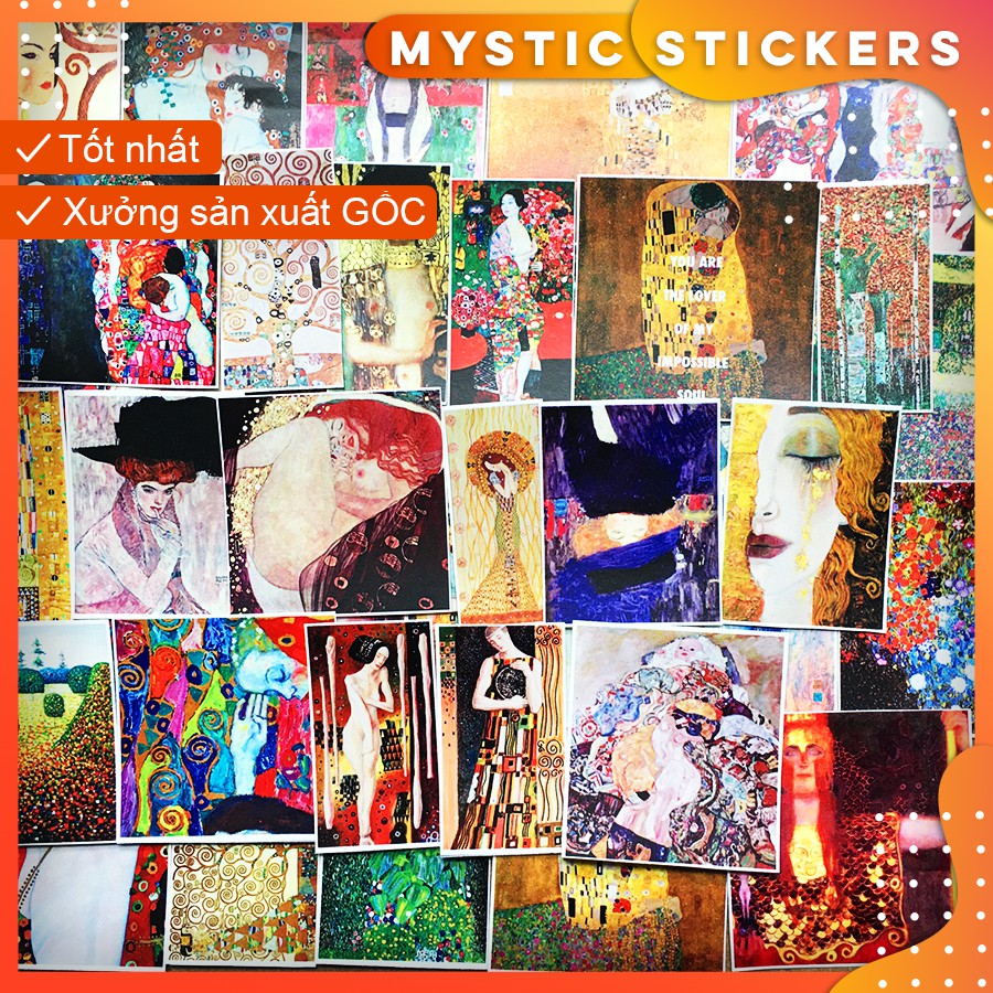 [ART-KLIMT] 49 Sticker chống nước/ trang trí,dán xe laptop mũ bảo hiểm vali...