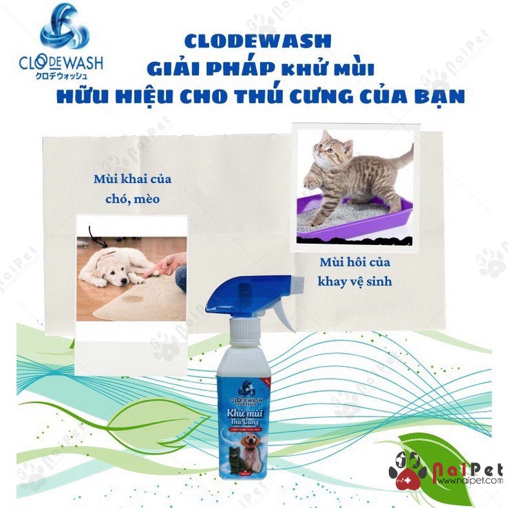 Xịt Khử Mùi Cho Chó Mèo Đa Năng Clodewash Nhật Bản 300ml