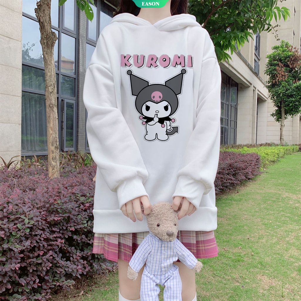 Áo Hoodie Dáng Rộng In Hình Sanrio Kuromi Dễ Thương Thời Trang Thu Đông Cho Nữ