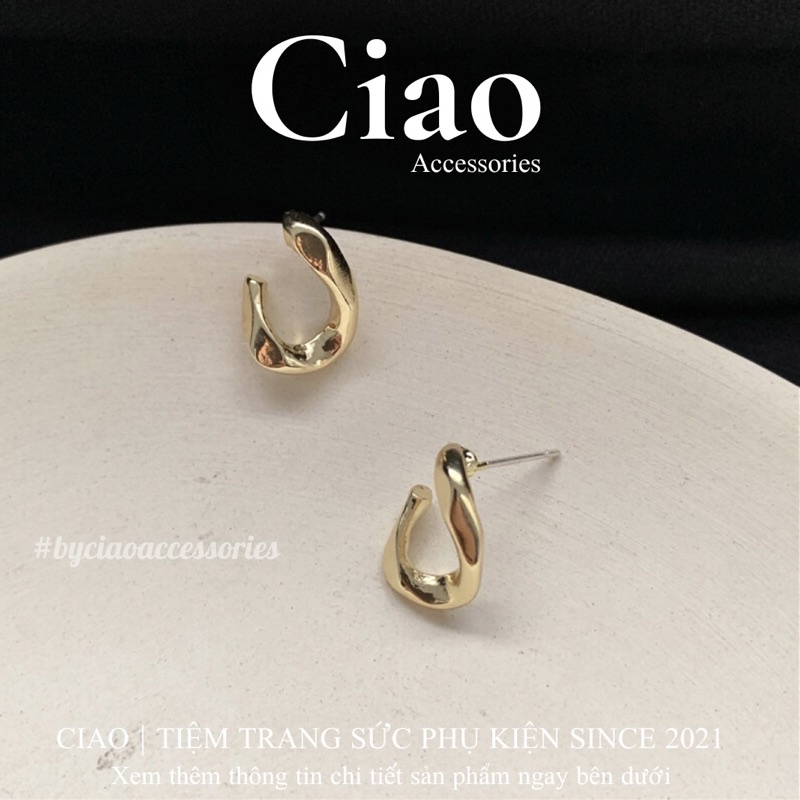 [HOẢ TỐC 1H] Khuyên tai/ Bông tai mạ bạc S925 thiết kế hoạ tiết trendy Ciara Ciao