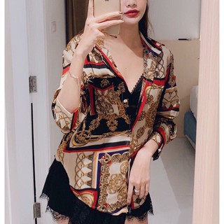 Áo sơ mi lụa hoạ tiết 3 màu (bigsize haihai)