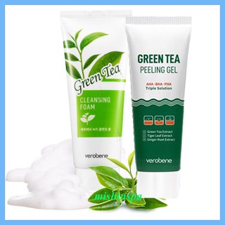 Bộ chăm sóc da sữa rửa mặt trà xanh tẩy da chết trà xanh verobene green tea 300ml