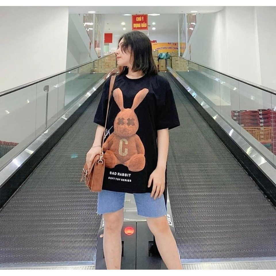Áo thun BAD thỏ TOY nâu Nam nữ chất cotton | BigBuy360 - bigbuy360.vn