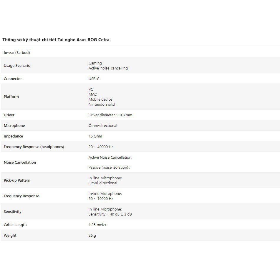 Tai nghe Asus ROG Cetra | BigBuy360 - bigbuy360.vn