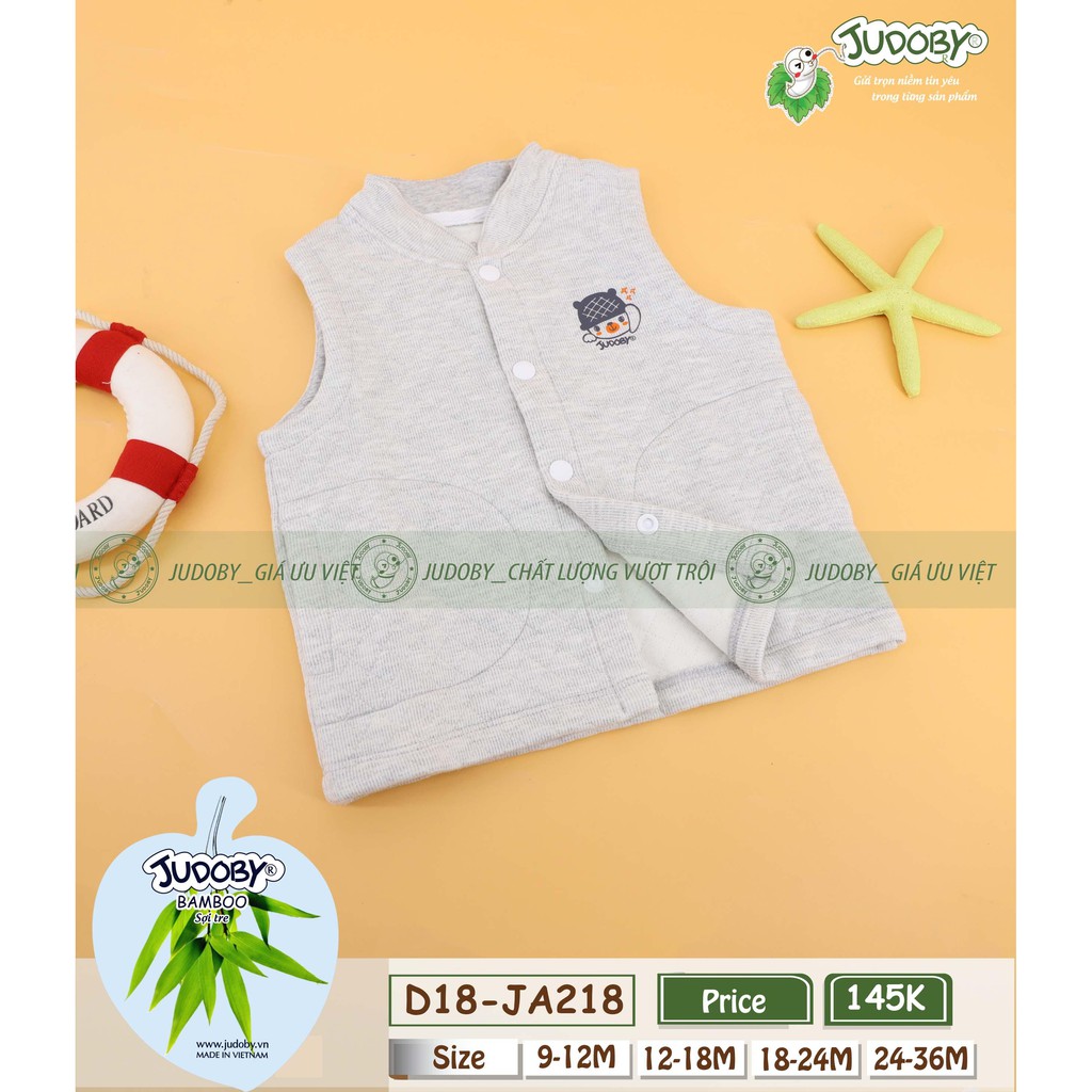 Judoby - Áo gile trần bông 2 lớp dày phối túi 12-36m JA218