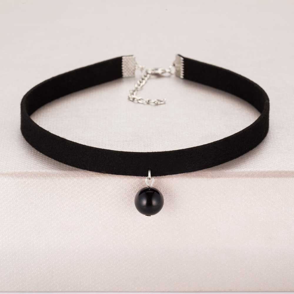 Vòng Cổ Choker Nhung Đen Đính Ngọc Trai Nhân Tạo Phong Cách Gothic 2020